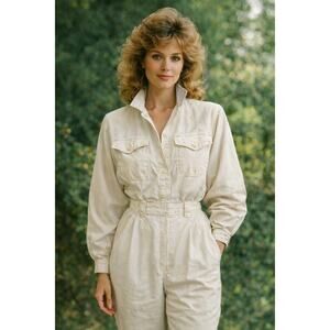 TOTALLY RAD Vintage 80’s Jumpsuit Romper Sz M Shoulder Pads & Pockets Retro